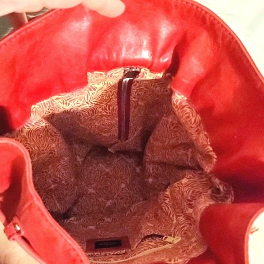 HOBO Int'l RARE Red Leather Pull String Backpack - Picture 3 of 9